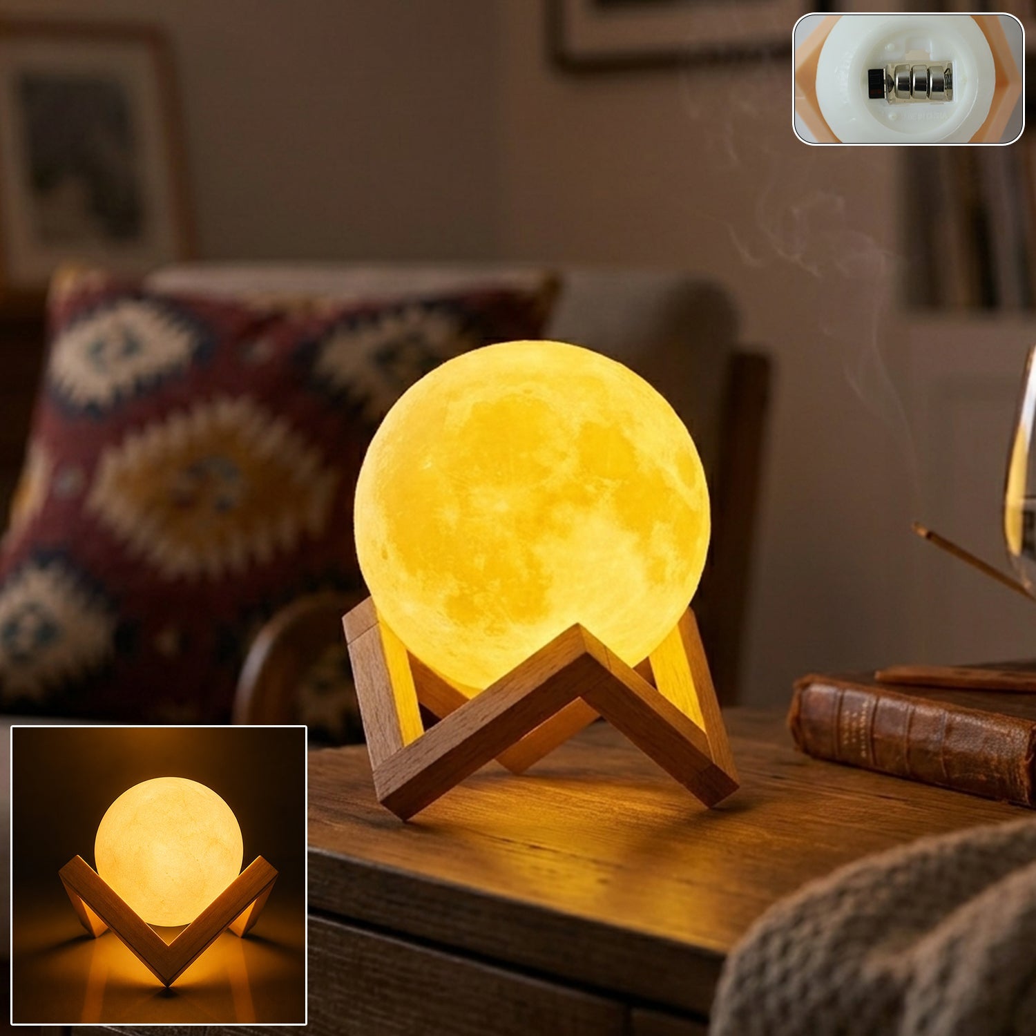 Moon Night Light with Wooden Stand