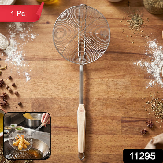 wooden handle skimmer spoon